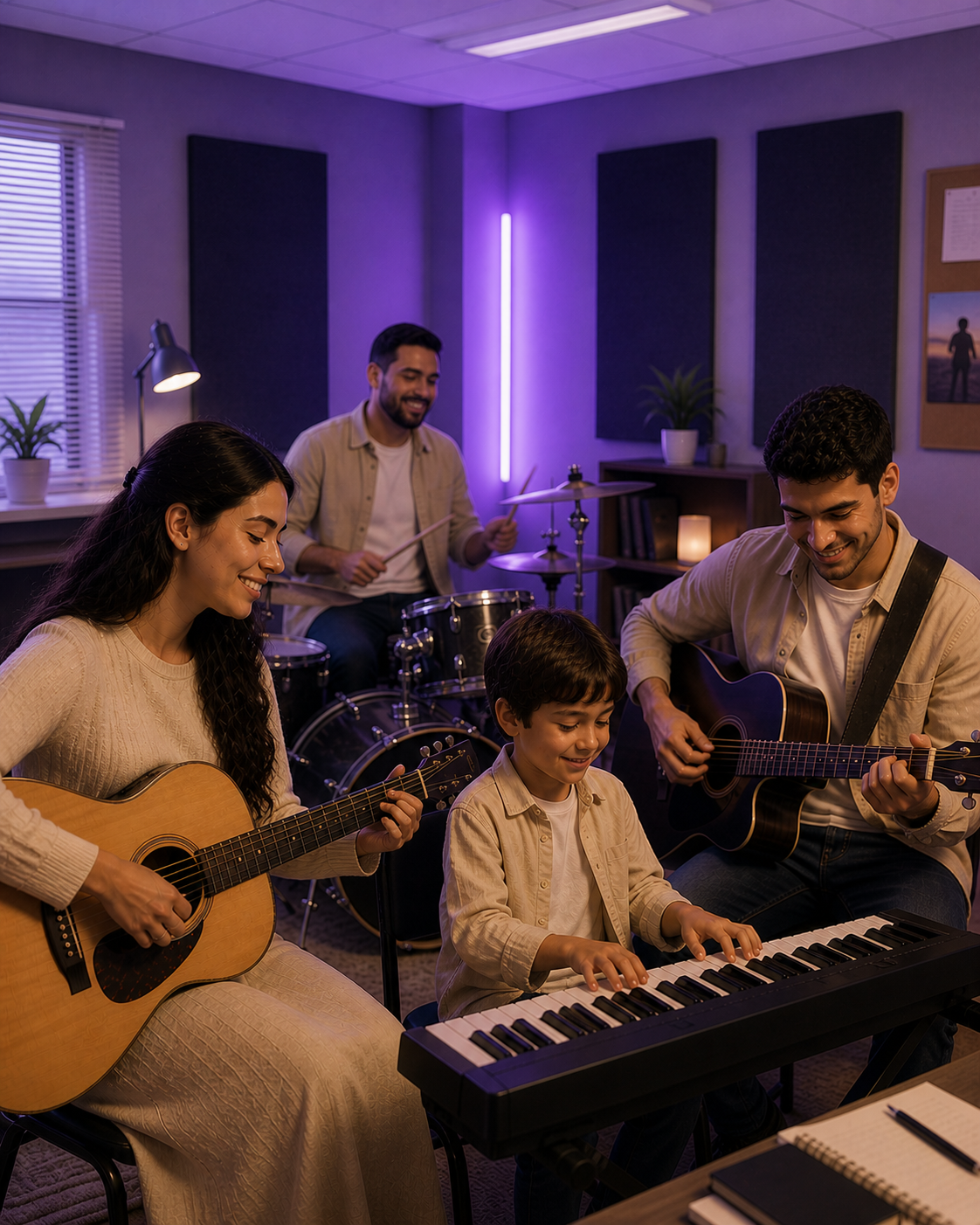 Alunos tocando